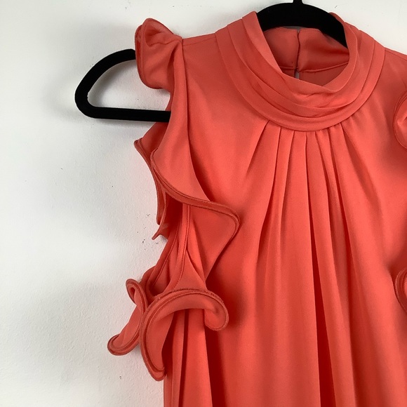 NWT Vince Camuto Sleeveless Ruffle Dress in Coral - Picture 2 of 6
